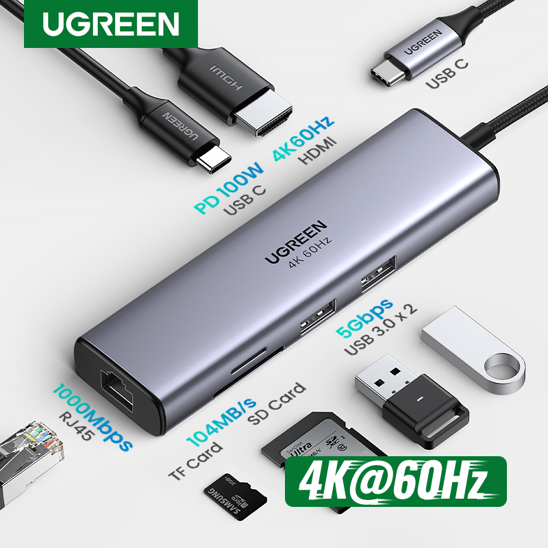 Usb Hub Gaming - UGREEN USB C HUB 4K60Hz 7-in-1