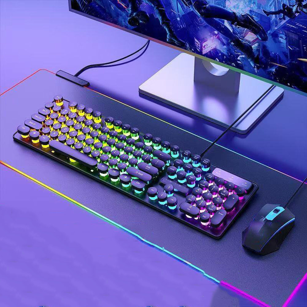 Anti-Ghosting Keyboard - Retro Typewriter Style Metal Panel Keyboard