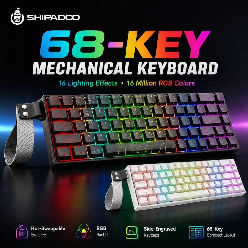 Anti-Ghosting Keyboard - SHIPADOO IK68 Wired Mechanical Gaming Keyboard