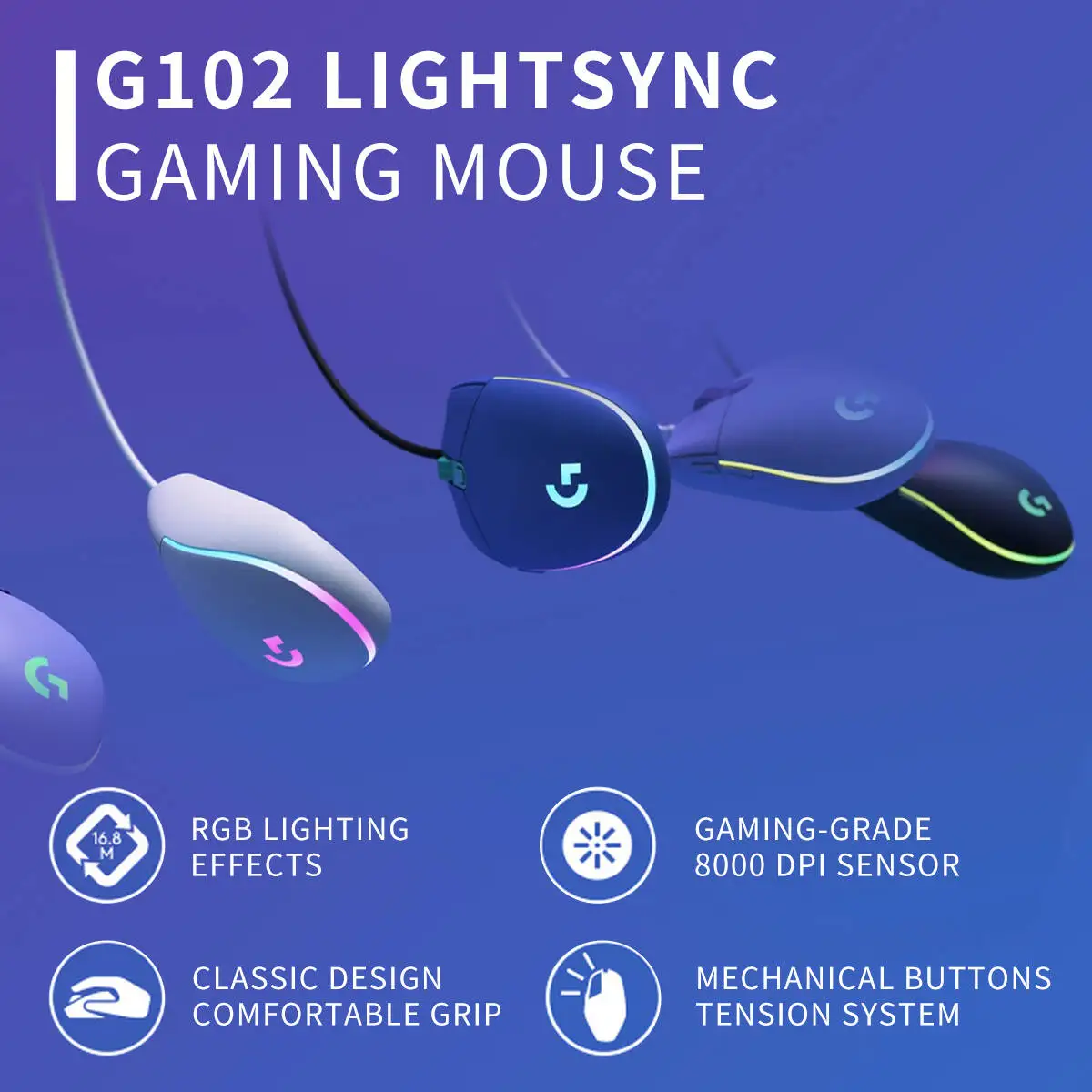 Pc Gaming Optimization - Logitech（G）G102/G304 Ergonomic Wired Gaming Mouse PC