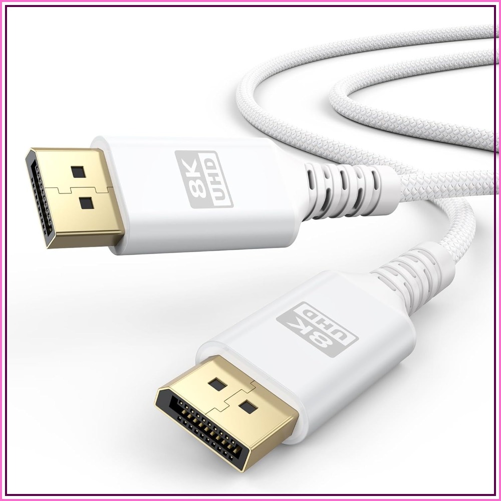 Pc Gaming Mini - White DisplayPort 1.4 Cable 6.6FT, 8K@60Hz