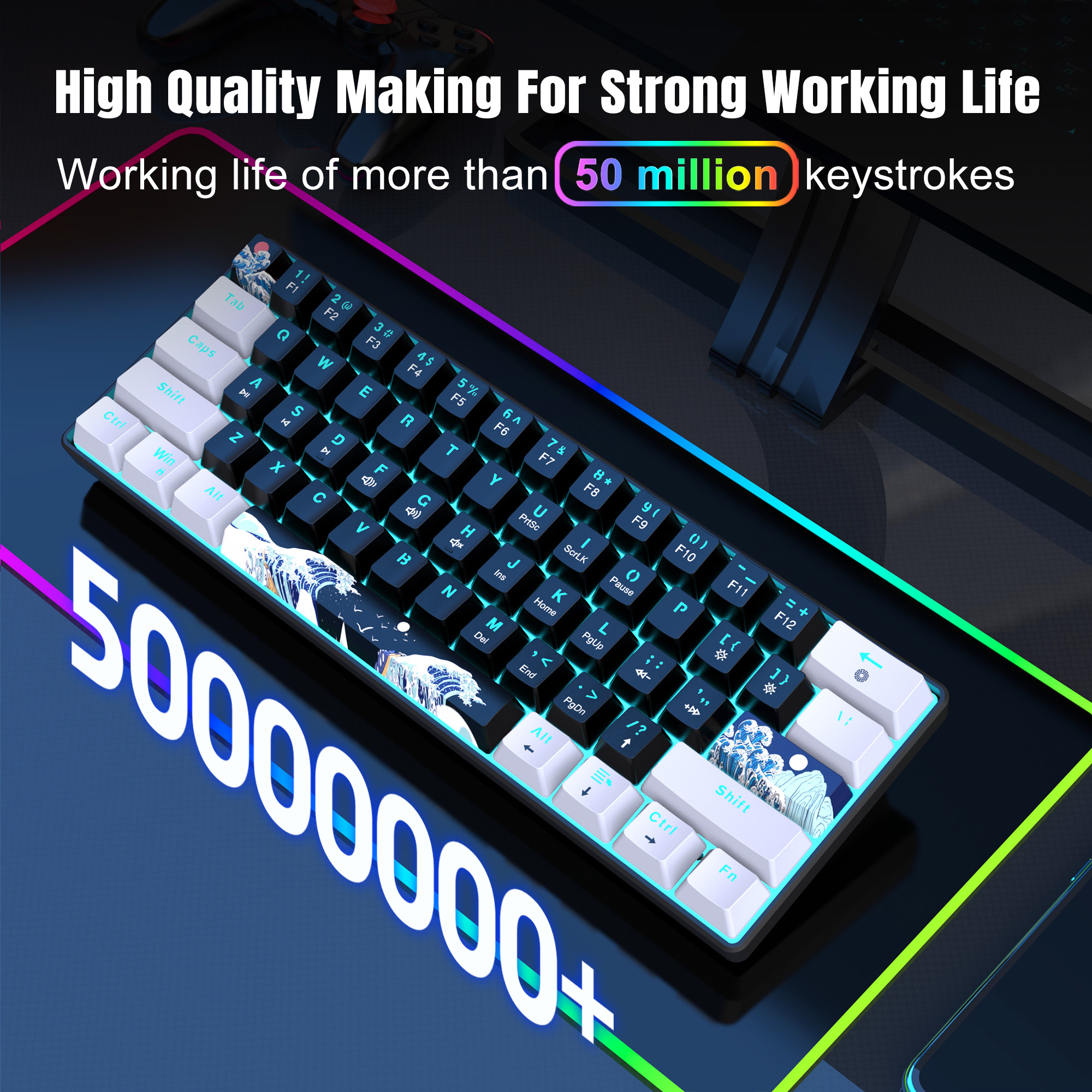 60% Gaming Mechanical Keyboard - مراجعة Anti-Ghosting Keyboard وسعره