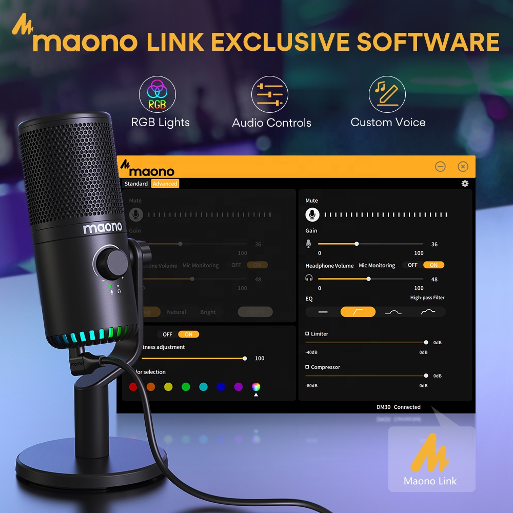 MAONO PC Programmable RGB Gami - مراجعة Gaming Microphone وسعره