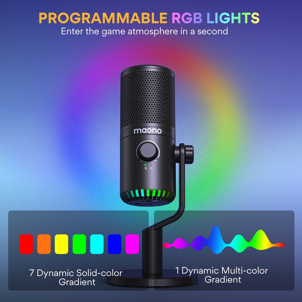 MAONO PC Programmable RGB Gami - مراجعة Gaming Microphone وسعره