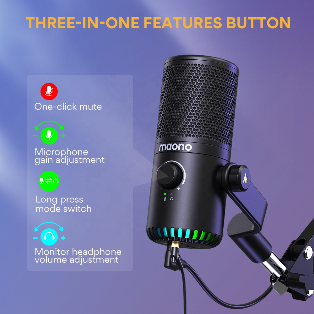 MAONO PC Programmable RGB Gami - مراجعة Gaming Microphone وسعره
