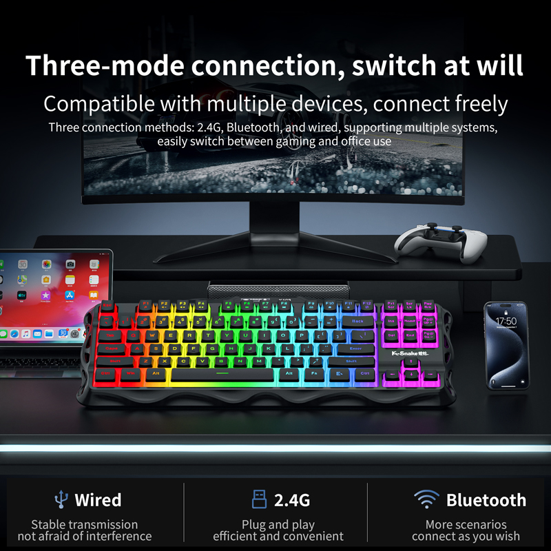 K-Snake 87 Keys Wireless Gamin - مراجعة Anti-Ghosting Keyboard وسعره