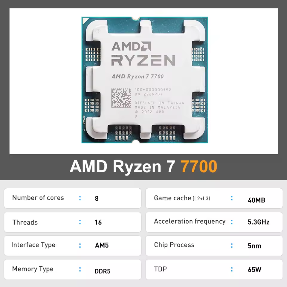 AMD Ryzen 7 7700 R7 7700 8 Cor - مراجعة Pc Gaming Amd Ryzen 5 وسعره