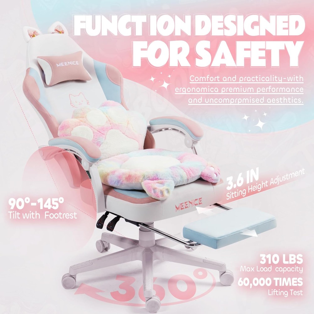 Gaming Chair Cute with Cat Ear - مراجعة Pc Gaming Girl وسعره