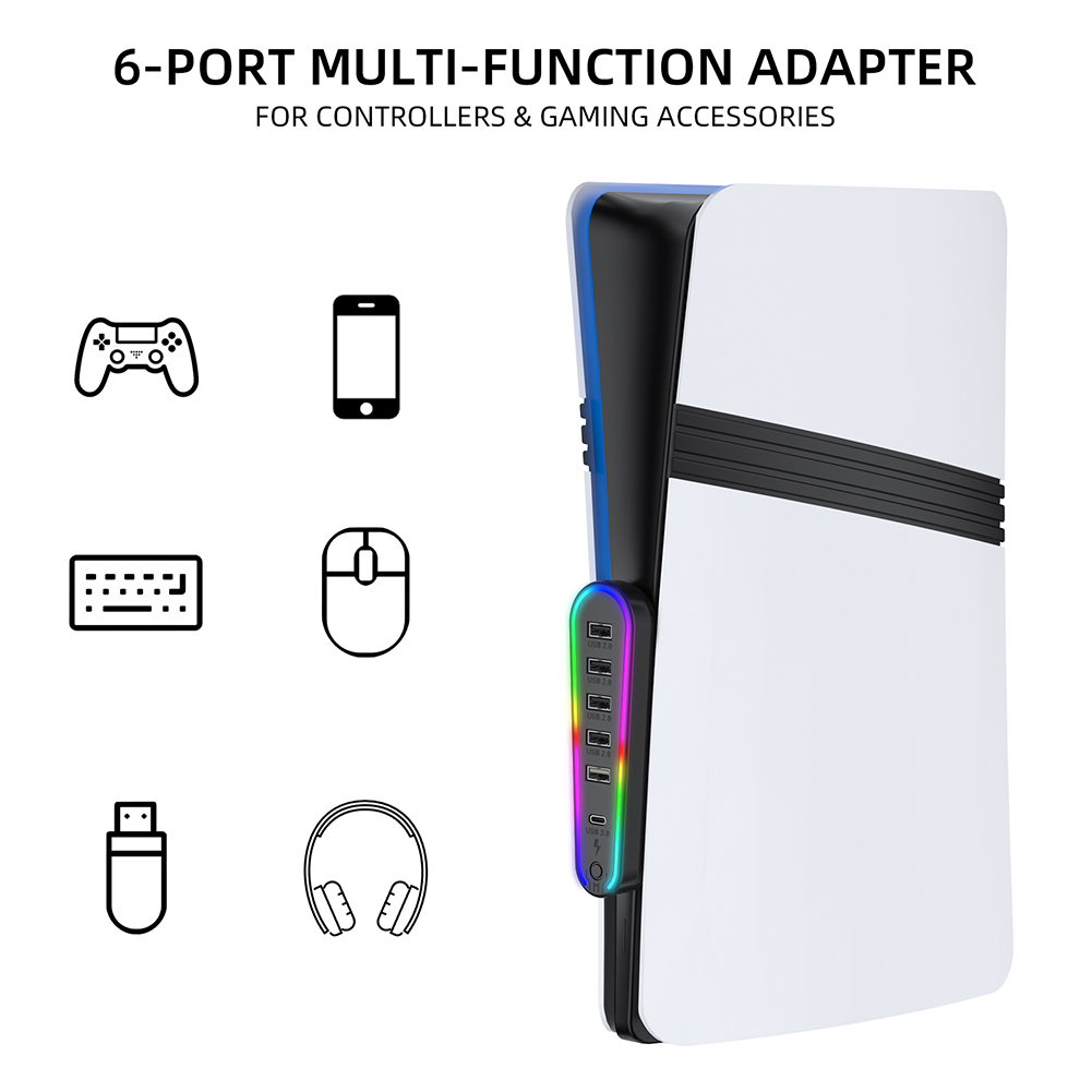 6 Ports USB Hub with RGB Light - مراجعة Usb Hub Gaming وسعره