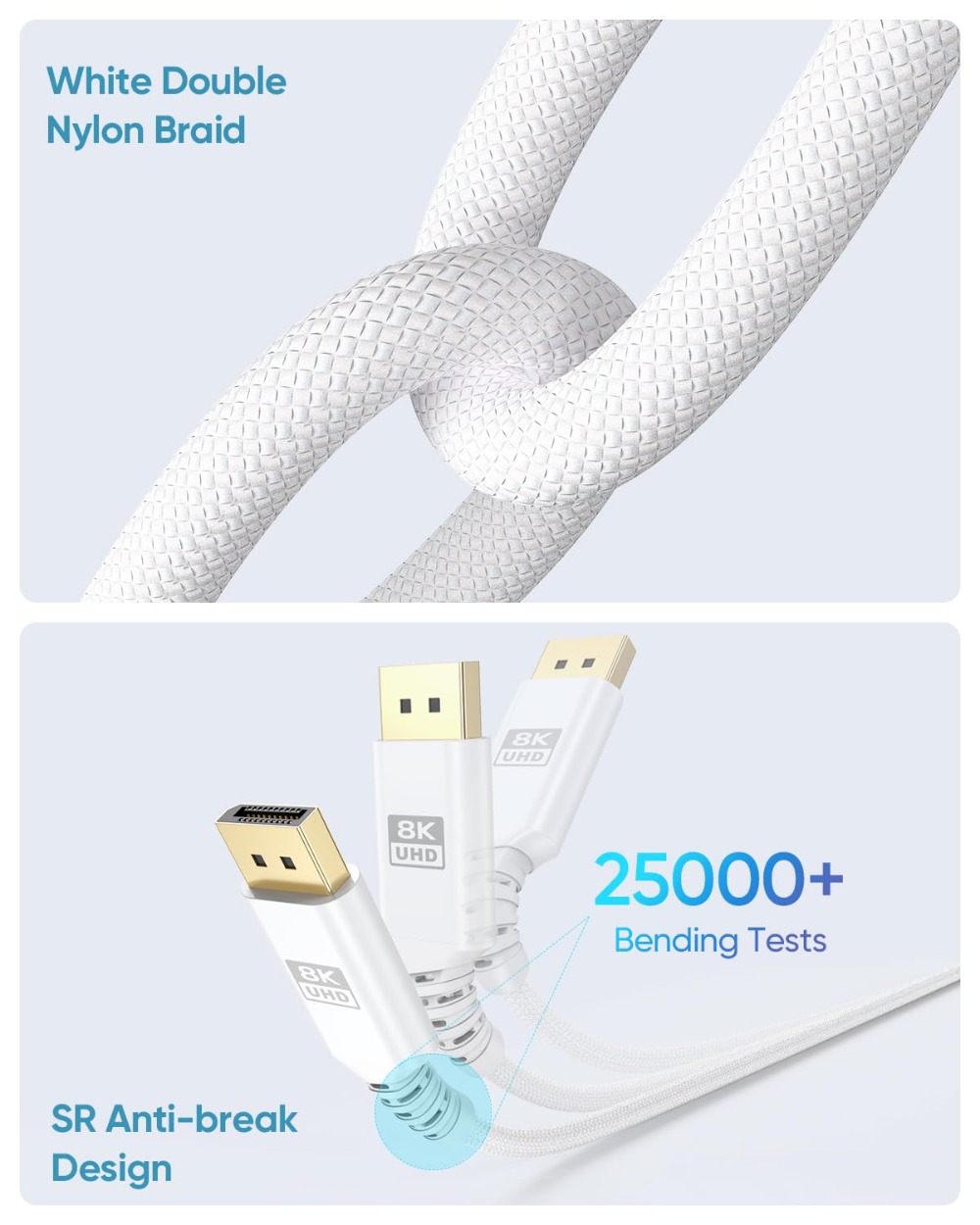 White DisplayPort 1.4 Cable 6. - مراجعة Pc Gaming Mini وسعره