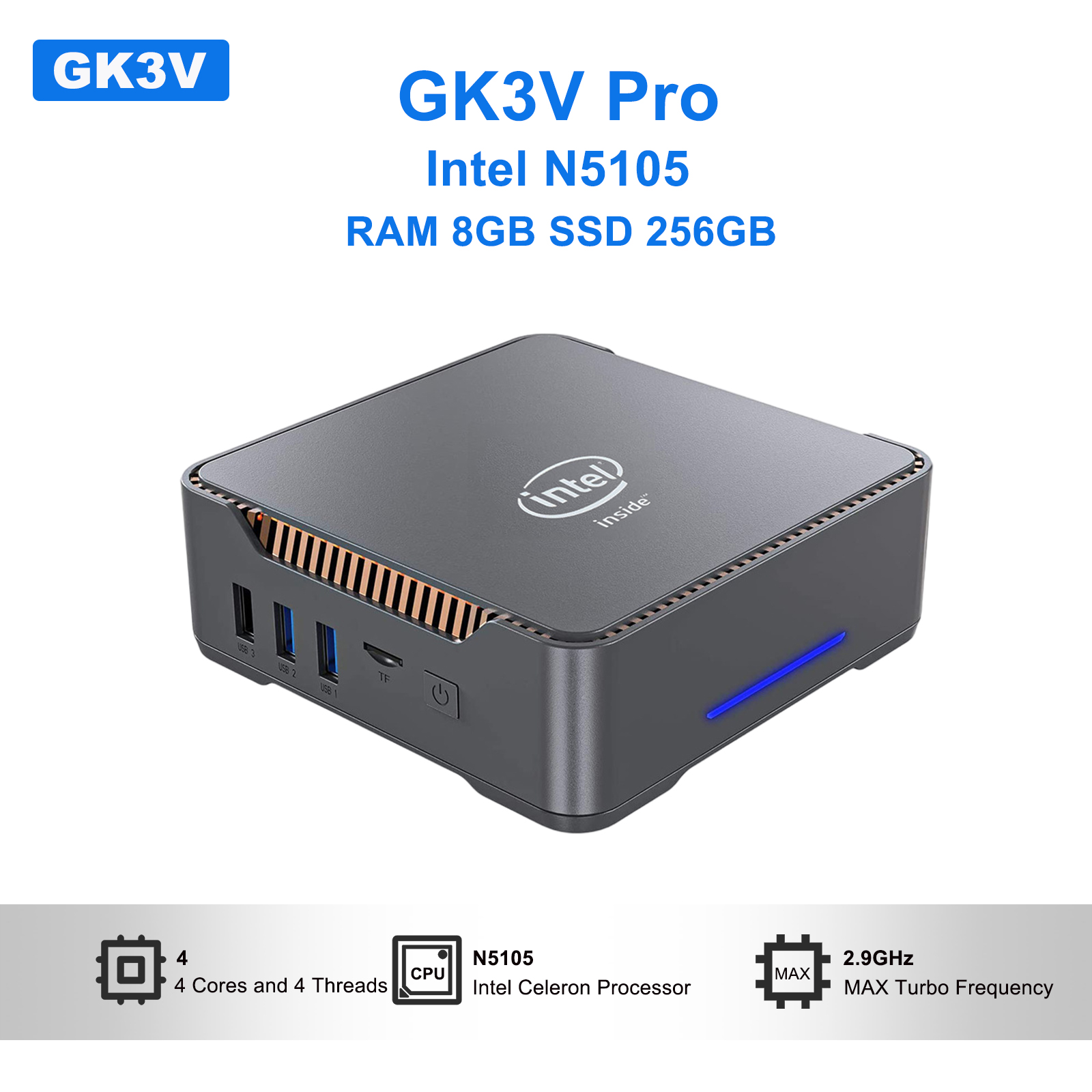 GK3V Pro mini pc Intel N5105 R - مراجعة Pc Gaming Mini وسعره