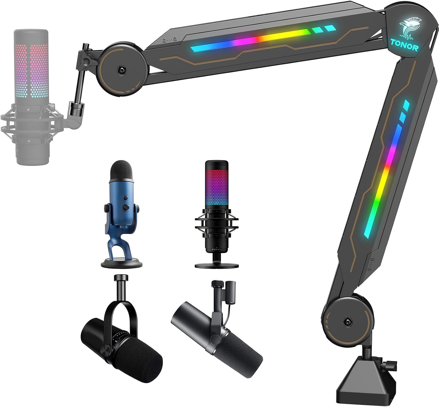 RGB Mic Stand with 11 Light Mo - مراجعة Gaming Microphone وسعره