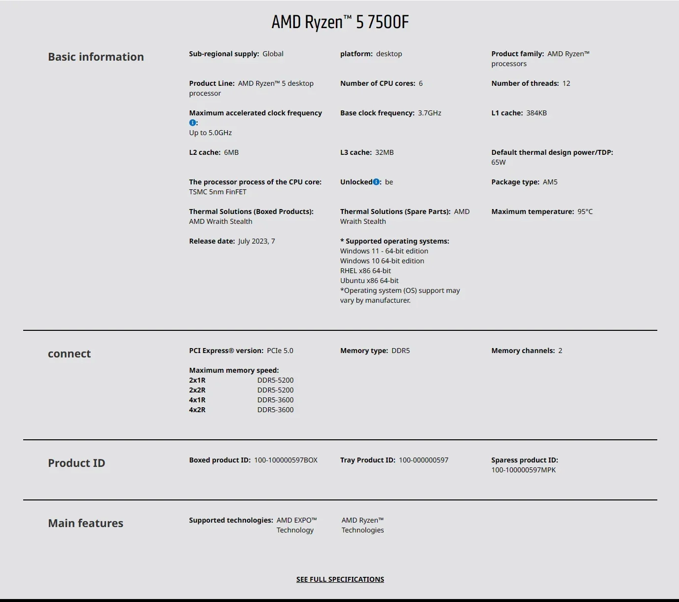 AMD Ryzen 5 7500F 3.7GHz 6-Cor - مراجعة Pc Gaming Amd Ryzen 5 وسعره