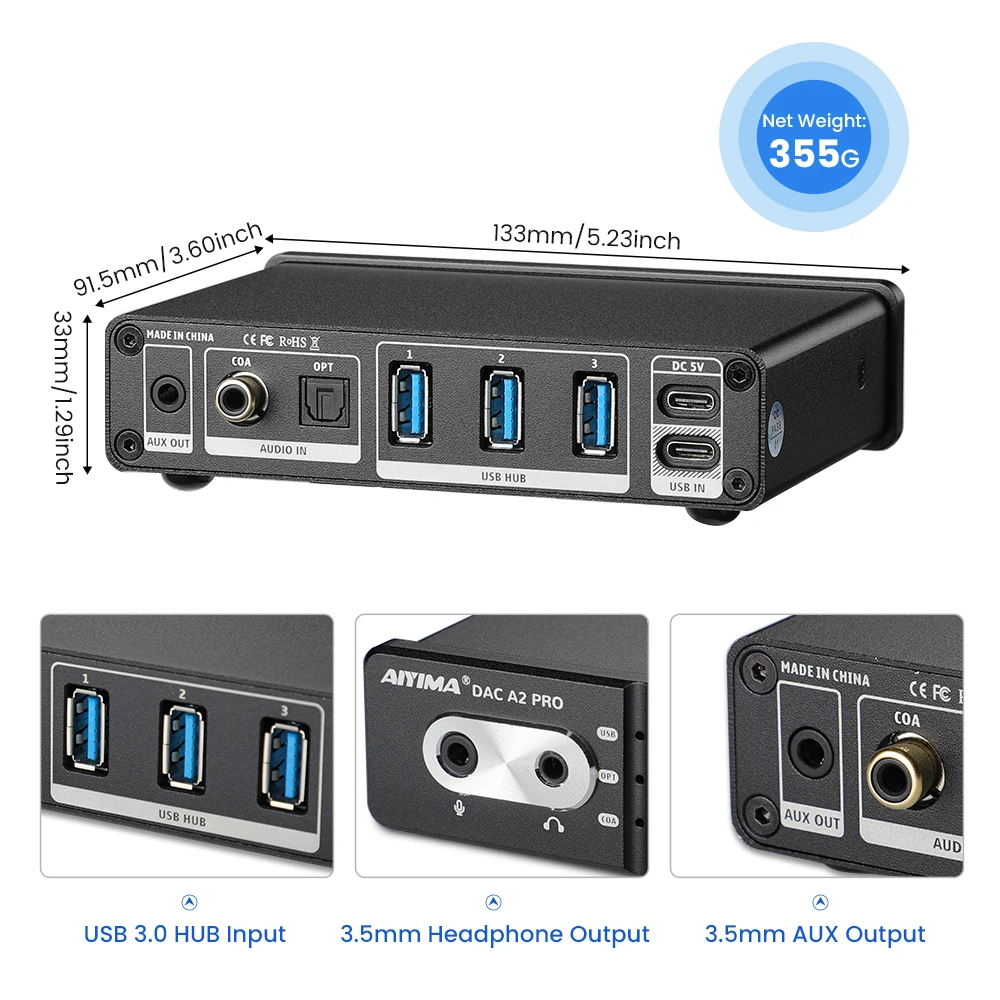 Audio DAC-A2 PRO USB Gaming DA - مراجعة Usb Hub Gaming وسعره